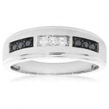 Load image into Gallery viewer, 10ct White Gold Black and White Diamond Ring