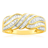 9ct Yellow Gold 1/2 Carat Diamond Ring Set With 20 Brilliant Diamonds