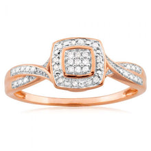 Load image into Gallery viewer, 9ct Rose Gold Ring With 21 Brilliant Cut Diamonds