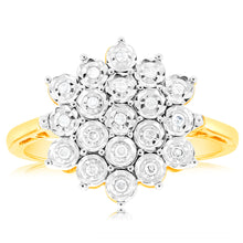 Load image into Gallery viewer, 9ct Yellow Gold Diamond Ring Set With 19 Brilliant Cut Diamonds