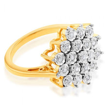Load image into Gallery viewer, 9ct Yellow Gold Diamond Ring Set With 19 Brilliant Cut Diamonds