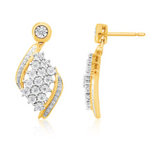 Load image into Gallery viewer, 9ct Yellow Gold 1/4 Carat Diamond Drop Earring