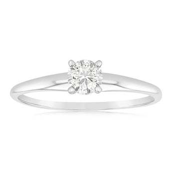 14ct White Gold Solitaire Ring With 50 Point Brilliant Cut Diamond