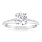 14ct White Gold 1 Carat Brilliant Cut Diamond Solitaire Ring in Knife Edge Setting