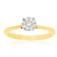 Load image into Gallery viewer, 9ct Yellow Gold Ring With 1/5 Carats Of Diamonds and Infinity Detail on Side Profile
