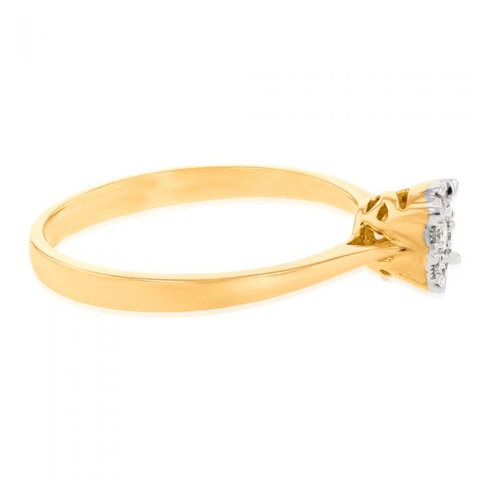 9ct Yellow Gold Ring With 1/5 Carats Of Diamonds and Infinity Detail on Side Profile