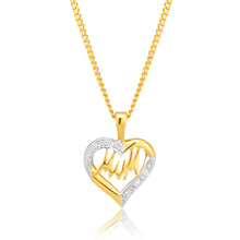 Load image into Gallery viewer, 9ct Yellow Gold Mum Diamond Heart Pendant
