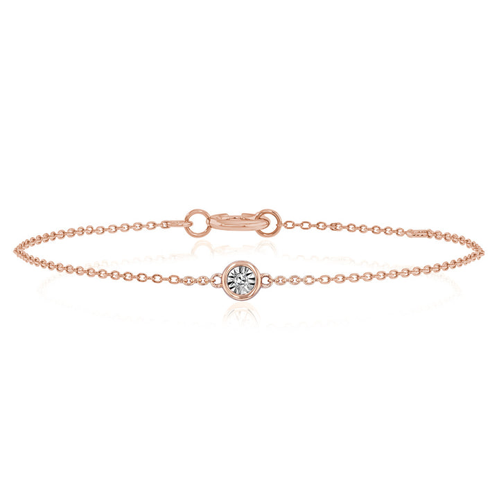9ct Rose Gold Diamond Adjustable 16-18cm Bracelet