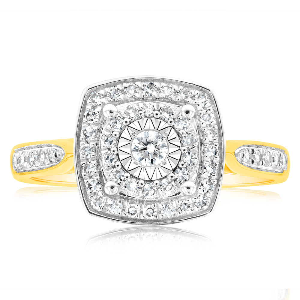 9ct Yellow Gold Ring With 0.25 Carats Of Claw Set Diamonds