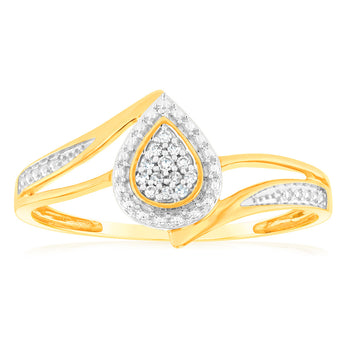 9ct Charming Yellow Gold 13 Diamonds Ring