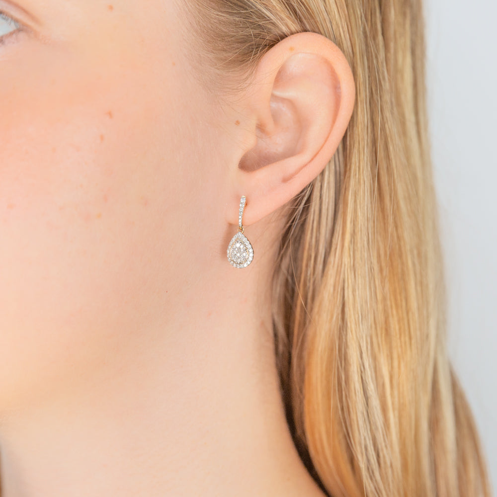 9ct Yellow Gold 1/2 Carat Diamond Pear Shaped Earrings