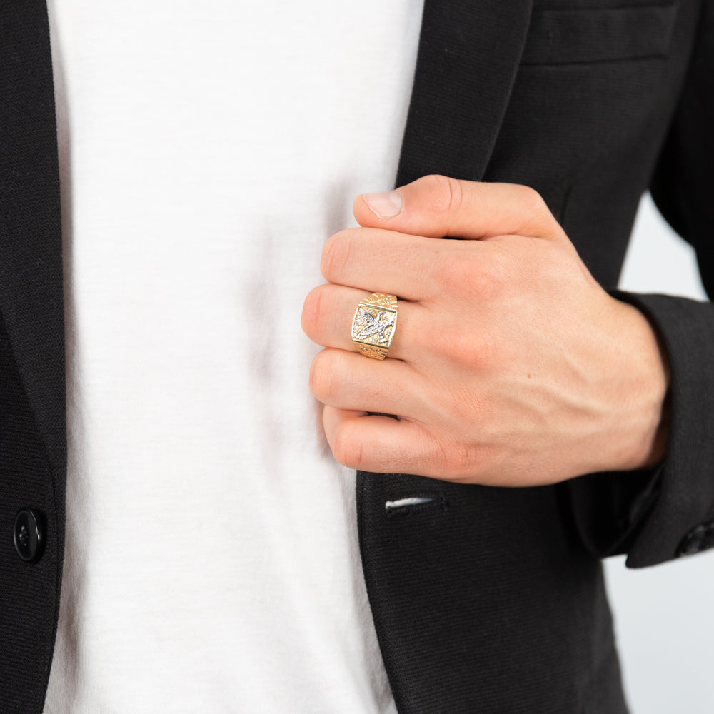 Mens Gold Diamond Ring Mens Rings Prouds Diamonds Eagle Mens Ring