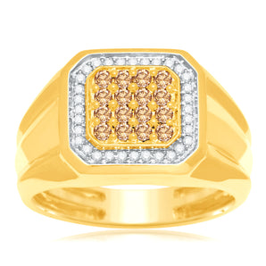Australian Diamond 9ct Yellow Gold Gents Ring with 1/2 Carat of Diamonds