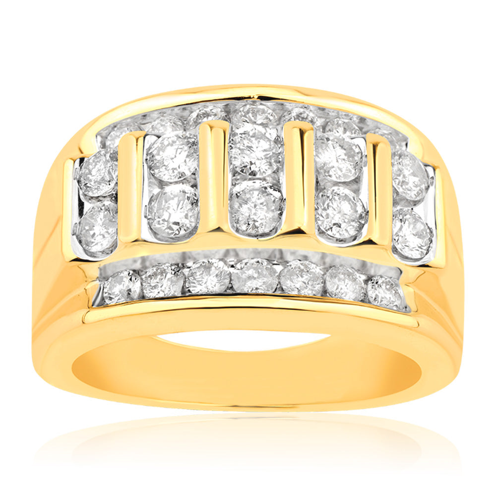 9ct Yellow Gold Gents Ring with 2.00 Carat of Diamonds