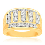 9ct Yellow Gold 2 Carat Diamond Gents Ring