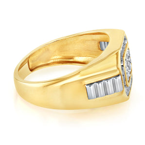 9ct Yellow Gold 1/2 Carat Diamonds Mens Ring