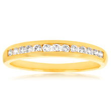 Load image into Gallery viewer, 9ct Yellow Gold 1/4 Carat Channel Set Diamond Ring with 13 Brilliant Diamonds