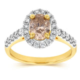 18ct Yellow Gold 1.50 Carat Diamond Ring With 1 Carat Oval Australian Diamond