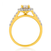 Load image into Gallery viewer, 18ct Yellow Gold 1.50 Carat Diamond Ring With 1 Carat Oval Australian Diamond