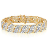 9ct Yellow Gold 10.6 Carat Diamond  18.5cm Bracelet with Brilliants and Baguettes