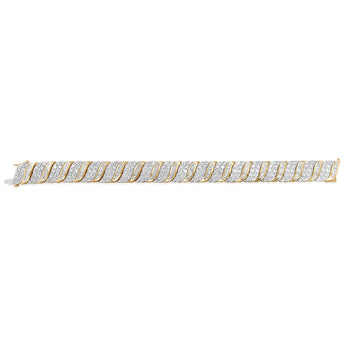 9ct Yellow Gold 10.6 Carat Diamond  18.5cm Bracelet with Brilliants and Baguettes