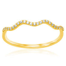 Load image into Gallery viewer, 9ct Yellow Gold Diamond Wave Ring 25 Brilliant Diamonds