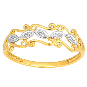 9ct Yellow Gold Diamond Ring with 10 Brilliant Diamonds