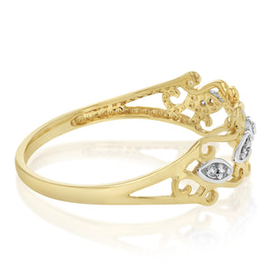 9ct Yellow Gold Diamond Ring with 10 Brilliant Diamonds