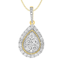 Load image into Gallery viewer, 9ct Yellow Gold 1 Carat Diamond Pear Shape Pendant on 45cm Chain