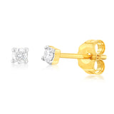 9ct Yellow Gold  0.10 Carat Diamond Stud Earrings