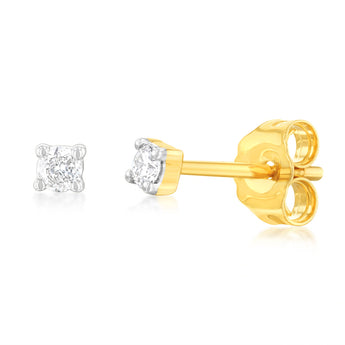 9ct Yellow Gold  0.10 Carat Diamond Stud Earrings
