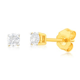 9ct Yellow Gold  0.20 Carat Diamond Stud Earrings