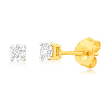 9ct Yellow Gold  0.20 Carat Diamond Stud Earrings