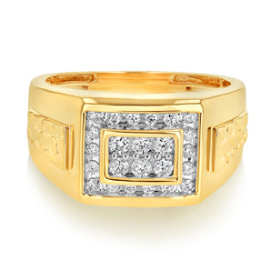 9ct Yellow Gold 1/2 Carat Diamond Ring Set With 24 Brilliant Cut Diamonds