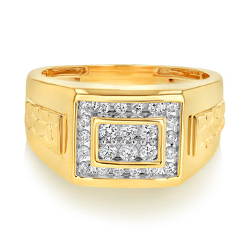 9ct Yellow Gold 1/2 Carat Diamond Ring Set With 24 Brilliant Cut Diamonds
