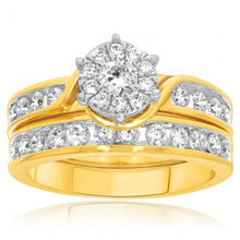 Load image into Gallery viewer, 9ct Yellow Gold 1 Carat Diamond 2 Ring Bridal Set