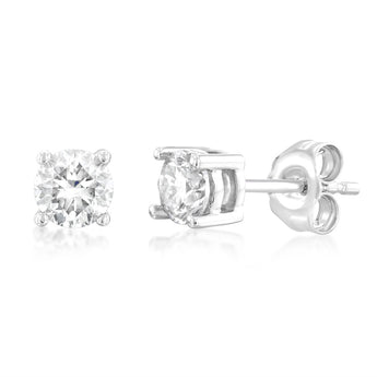 9ct White Gold 3/4 Carat Diamond Stud Earrings