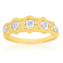 Load image into Gallery viewer, 9ct Yellow Gold Diamond Ring with 5 Brilliant Cut Diamonds