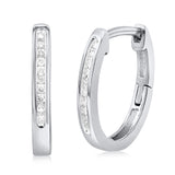 9ct White Gold Hoop Earrings with 20 Brilliant Diamonds