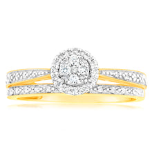 Load image into Gallery viewer, 9ct Yellow Gold 1/4 Carat Diamond Bridal Ring Set