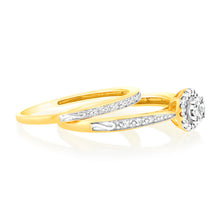 Load image into Gallery viewer, 9ct Yellow Gold 1/4 Carat Diamond Bridal Ring Set
