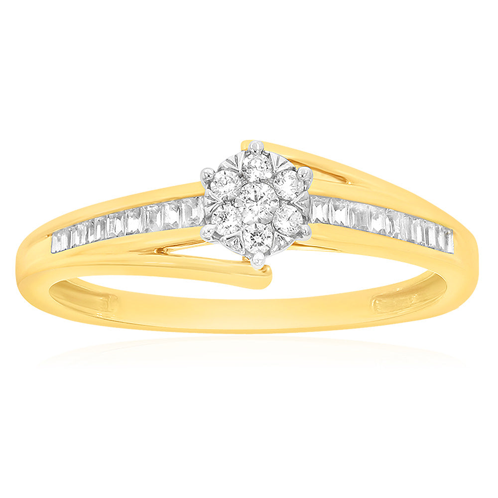 9ct Yellow Gold Solitaire Dress Ring with 27 Diamonds– Shiels Jewellers