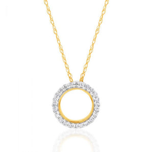 Luminesce Lab Grown 9ct Yellow Gold 1/10 Carat Diamond Circle of Life Pendant