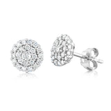 9ct White Gold 1/2 Carat Diamond Cluster Stud Earrings