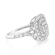 Load image into Gallery viewer, 9ct White Gold 1 Carat Diamond Cushion Shape Cluster  Ring