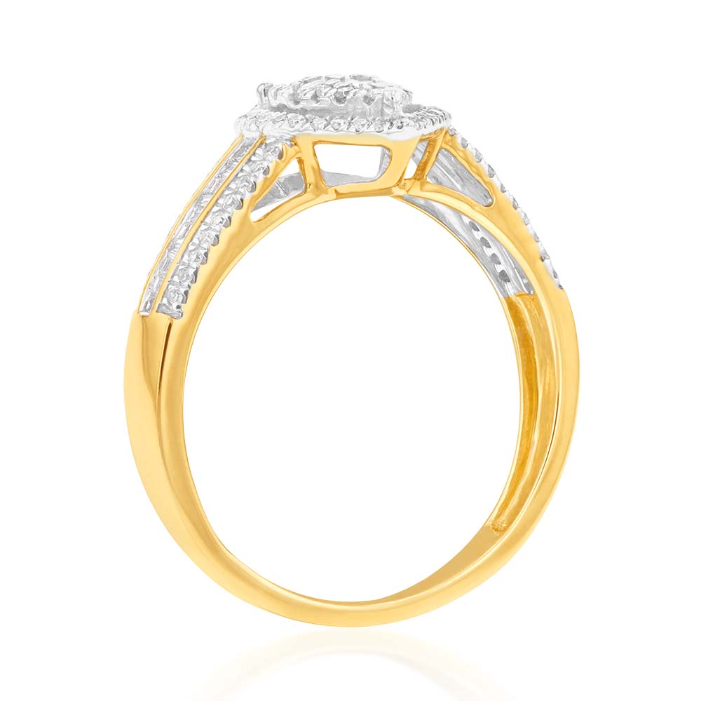 Pear Illusion Set Diamond Ring in 9ct Yellow Gold