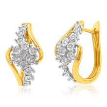 Load image into Gallery viewer, 9ct Yellow and White Gold Diamond Hoop Earrings