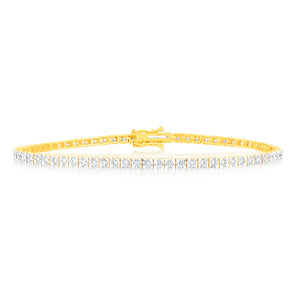 Luminesce Lab Grown 1 Carat Diamond Tennis Bracelet in 9ct Yellow Gold