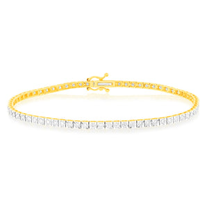 Luminesce Lab Grown 1 Carat Diamond Tennis Bracelet in 9ct Yellow Gold