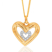 Load image into Gallery viewer, 9ct Yellow Gold Diamond Heart Pendant